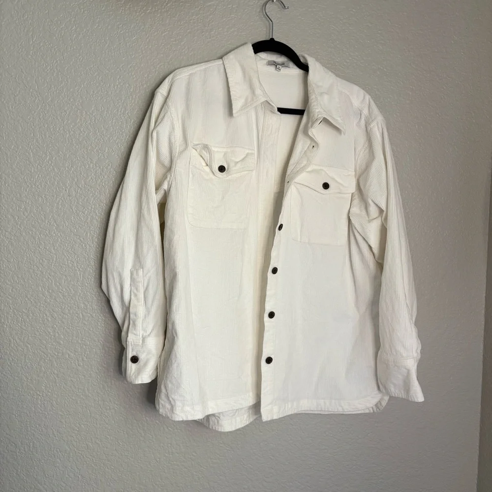 Madewell Corduroy Relaxed Shirt-Jacket Women's XL Winter White Ivory
